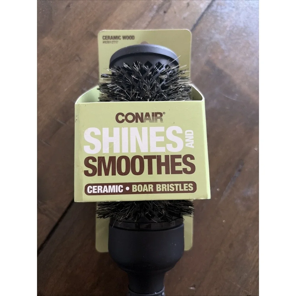 Conair Ceramic Wood Medium Thermal Boar‎ Round Brush Black